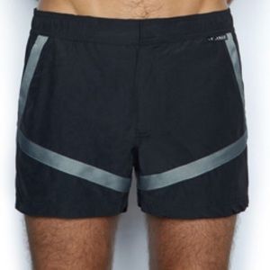 Men’s Swim Woven Shorts Trunks Sz 28 Black Gray